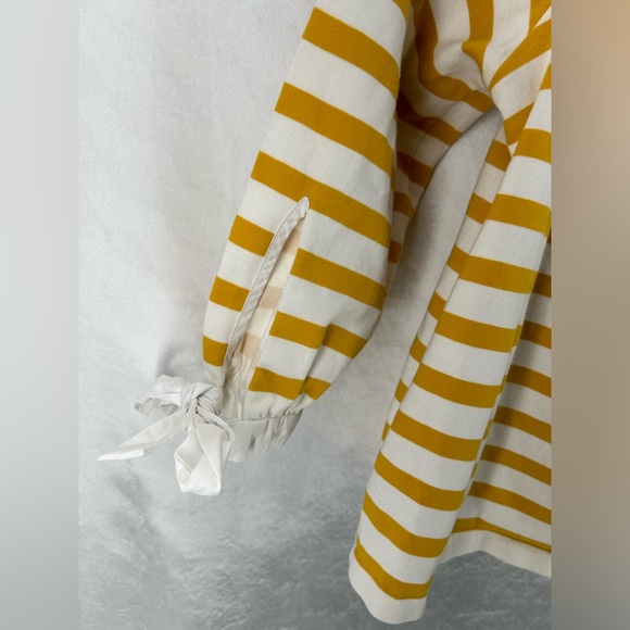 J. Crew Off the Shoulder 3/4 sleeve Mustard and White Striped Top Size XSmall - Picture 4 of 9